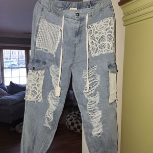 POL  Blue Distressed Women Jeans/Joggers